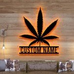 Personalized Weed Metal Wall Art With LED Lights, Marijuana Sign Decoration, Culture Smoke Weed Leaf. Wall Hanging Home Decor Birthday Xmas Gift