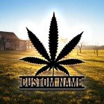 Personalized Weed Metal Wall Art With LED Lights, Marijuana Sign Decoration, Culture Smoke Weed Leaf. Wall Hanging Home Decor Birthday Xmas Gift