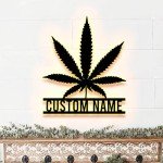Personalized Weed Metal Wall Art With LED Lights, Marijuana Sign Decoration, Culture Smoke Weed Leaf. Wall Hanging Home Decor Birthday Xmas Gift