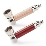 2pc Short Realistic Wood Grain Tobacco Pipe With Cleaner Tamper Tool Black Bag, 3 inch Smoking Pipe Accessories Kit