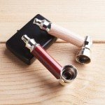 2pc Short Realistic Wood Grain Tobacco Pipe With Cleaner Tamper Tool Black Bag, 3 inch Smoking Pipe Accessories Kit
