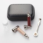 2pc Short Realistic Wood Grain Tobacco Pipe With Cleaner Tamper Tool Black Bag, 3 inch Smoking Pipe Accessories Kit