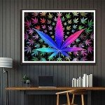 Muyankissu Diamond Art Kit for Adults Cool Weed Neon Tie Dye Marijuana Leaf Cannabis Kits Gem Art Wall Home Decor 12x16inch …