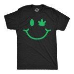 Mens Pot Leaf Eye Smiling Face T Shirt Funny 420 Weed Lovers Smile Tee for Guys Funny T Shirts 420 Apparel for Men Novelty Tees for Guys Black - XXL