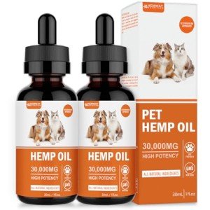 (2-Pack) Organic Hemp Oil for Dogs and Cats - Pet Hemp Drops for Anxiety Relief, Stress,Pain, Calming, Sleep, Arthritis - Treats Chews - Support Hip and Joint Health - Rich in Omega 3-6-9