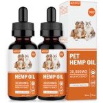 (2-Pack) Organic Hemp Oil for Dogs and Cats - Pet Hemp Drops for Anxiety Relief, Stress,Pain, Calming, Sleep, Arthritis - Treats Chews - Support Hip and Joint Health - Rich in Omega 3-6-9