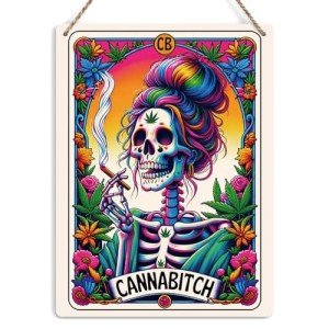Funny Tarot Card Wall Art Decor - Rustic Weed Hanging Sign, Sarcastic Skeleton Skull Witch Stuff Wiccan Witchcraft Supplies - Farmhouse Wall Hanging, Decorative Wooden Sign for Home Office, Toilet
