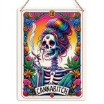 Funny Tarot Card Wall Art Decor - Rustic Weed Hanging Sign, Sarcastic Skeleton Skull Witch Stuff Wiccan Witchcraft Supplies - Farmhouse Wall Hanging, Decorative Wooden Sign for Home Office, Toilet