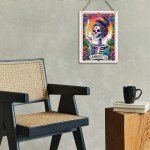 Funny Tarot Card Wall Art Decor - Rustic Weed Hanging Sign, Sarcastic Skeleton Skull Witch Stuff Wiccan Witchcraft Supplies - Farmhouse Wall Hanging, Decorative Wooden Sign for Home Office, Toilet