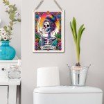 Funny Tarot Card Wall Art Decor - Rustic Weed Hanging Sign, Sarcastic Skeleton Skull Witch Stuff Wiccan Witchcraft Supplies - Farmhouse Wall Hanging, Decorative Wooden Sign for Home Office, Toilet