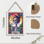 Funny Tarot Card Wall Art Decor - Rustic Weed Hanging Sign, Sarcastic Skeleton Skull Witch Stuff Wiccan Witchcraft Supplies - Farmhouse Wall Hanging, Decorative Wooden Sign for Home Office, Toilet