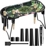 SafeDelux Metal Rolling Tray with Cone Loader 8.5"x3.8" for King Size & 1 1/4 Pre Rolled Cones,Pre Rolled Paper & Foldable Stand - Smoking Trays Accessories for Travel & Home