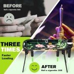 SafeDelux Metal Rolling Tray with Cone Loader 8.5"x3.8" for King Size & 1 1/4 Pre Rolled Cones,Pre Rolled Paper & Foldable Stand - Smoking Trays Accessories for Travel & Home