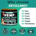 Hemp Calming Chews for Dogs - Dog Calming Chews - Dog Anxiety Relief Treats with Hemp Oil, Turmeric, Valerian, Ginger - Health and Wellness Supplements for Dogs - Hip and Joint Support - 120 Treats