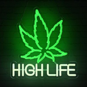 Chongart Weed Neon Sign, USB Powered Weed Decor for Wall, Marijuana Light Cannabis Wall Art Signs Suitable for 420 Friendly Room Decor, Bar, Game Room, Party