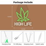 Chongart Weed Neon Sign, USB Powered Weed Decor for Wall, Marijuana Light Cannabis Wall Art Signs Suitable for 420 Friendly Room Decor, Bar, Game Room, Party