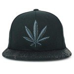 Trendy Apparel Shop Rasta Marijuana Leaf Weed 3D Embroidered Flat Bill Snapback Cap - Black Black