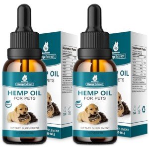 2 Packs - Pet Hemp Oil for Dogs and Cats - Anxiety, Stress Pain Holistic Inflammation Relief - for Joint Hip Arthritis, Calming Oil Drop - Organic Pets Treats