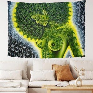 Brccee AC Wall Tapestry Beauty green marijuana weed leaf Hippie African American Women Tapestry Wall Hanging Home Decor 60x80 inches For Bedroom Living Room Dorm Room