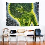 Brccee AC Wall Tapestry Beauty green marijuana weed leaf Hippie African American Women Tapestry Wall Hanging Home Decor 60x80 inches For Bedroom Living Room Dorm Room