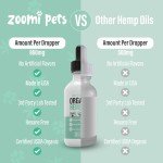 Zoomi Pets Calming Organic Hemp Oil for Dogs and Cats - Hemp Oil Drops with Omega Fatty Acids - Hip and Joint Support, Skin and Coat Health and Allergy Relief - Helps with Anxiety, Stress and Pain