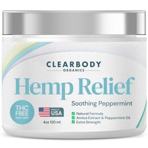 Clearbody Organics - USA Made Hemp Cream Maximum Strength 4 oz - Soothe Discomfort in Back, Muscles, Joints, Neck, Shoulder, Knee, Nerves - Natural Peppermint and Soothing Arnica Extract
