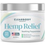 Clearbody Organics - USA Made Hemp Cream Maximum Strength 4 oz - Soothe Discomfort in Back, Muscles, Joints, Neck, Shoulder, Knee, Nerves - Natural Peppermint and Soothing Arnica Extract