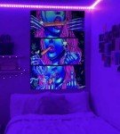 Hippie Hippy Wall Tapestry Trippy Smoking Tapestry Blacklight Tapestries for Stoner Bedroom Room Decor Weed Accessories Smoke Tapestrys Marijuana Cannabis High ST Poster Trippy Room Decor 29” x 37”