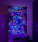 Hippie Hippy Wall Tapestry Trippy Smoking Tapestry Blacklight Tapestries for Stoner Bedroom Room Decor Weed Accessories Smoke Tapestrys Marijuana Cannabis High ST Poster Trippy Room Decor 29” x 37”