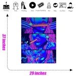 Hippie Hippy Wall Tapestry Trippy Smoking Tapestry Blacklight Tapestries for Stoner Bedroom Room Decor Weed Accessories Smoke Tapestrys Marijuana Cannabis High ST Poster Trippy Room Decor 29” x 37”