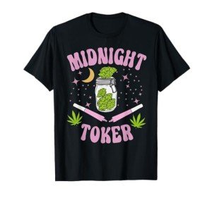 Midnight Toker Cannabis 420 Cannabis Weed Leaf Stoner Girl T-Shirt