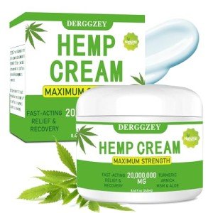 Derggzey Hemp Cream 8.46 fl oz - Maximum Strength - Natural Hemp Oil Extract Rub with Arnica, MSM, Turmeric, Emu Oil, Aloe Vera - Muscles, Joints, Back, Neck, Fingers, Elbows (240ML)