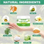 Derggzey Hemp Cream 8.46 fl oz - Maximum Strength - Natural Hemp Oil Extract Rub with Arnica, MSM, Turmeric, Emu Oil, Aloe Vera - Muscles, Joints, Back, Neck, Fingers, Elbows (240ML)