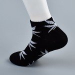 Huga Fang 5 Pairs Unisex Marijuana Weed Leaf Printed Warm Cotton Short Boat Socks Casual Ankle Socks (A Match)