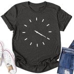 YZMI Womens 420 Shirts Unique Clock Design Crewneck Tshirt Short Sleeve 420 Graphic Outfit Dark Grey L