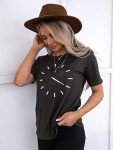 YZMI Womens 420 Shirts Unique Clock Design Crewneck Tshirt Short Sleeve 420 Graphic Outfit Dark Grey L