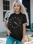 YZMI Womens 420 Shirts Unique Clock Design Crewneck Tshirt Short Sleeve 420 Graphic Outfit Dark Grey L