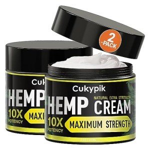 2 Pack Hemp Cream Maximum Strength - Hemp Oil & Arnica Cream, for Shoulder Hip Neck Knee & Back，All Natural Instant Menthol 2oz