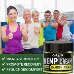 2 Pack Hemp Cream Maximum Strength - Hemp Oil & Arnica Cream, for Shoulder Hip Neck Knee & Back，All Natural Instant Menthol 2oz