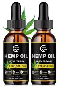 (2-Pack) High Potency Hemp Oil - Maximum Strength, Immune System Support, Focus Calm, Relaxation, Mood, Pure Extract, Organic, Vegan, Non-GMO