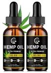 (2-Pack) High Potency Hemp Oil - Maximum Strength, Immune System Support, Focus Calm, Relaxation, Mood, Pure Extract, Organic, Vegan, Non-GMO