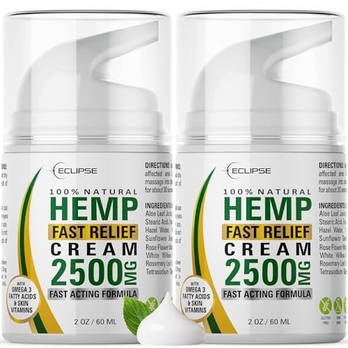 Hemp Cream by Eclipse - Natural Hemp Extract Cream - Made in USA - 2 Pack