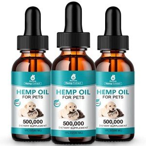 Hemp Oil for Cats and Dogs (3 Packs) Pet Hemp Drops Helps Anxiety Stress Pain Holistic Inflammation Skin Allergies Relief Joint Hip Аrthritis Sleep Aid Calm Tincture Oils, Organic Extract Treats