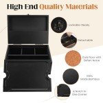 Coozyupper Large Bamboo Storage Box with Removable Tray Kit - Decorative Box Set, Glass Jars, and Accessories Wooden Storage Kit and Accessories Tool.Birthday Gifts.