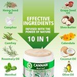 Саnnаbі Rеlіеf Hemp Cream Maximum Strength 3.38 FL. OZ — Relieve Muscles, Joints, and Back Target Area — 10-in-1 Potent Formula | Body Gel Infused with Hemp Oil, Menthol, Rosemary, Calendula