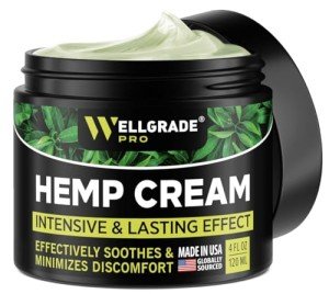 WELLGRADE PRO Hemp Cream - Made in USA - Natural Hemp Extract Cream - for Knees, Joints and Lower Back - Hemp Oil Extract Cream with Arnica, MSM & Menthol, 4 Fl Oz (1)
