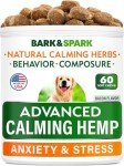 BARK&SPARK Advanced Calming Chews for Dogs - Hemp Chew + Melatonin - Anxiety Relief - Sleep Aid - Relaxing Treats - Stress Relief During Fireworks, Storms, Thunder, Barking - Made in USA - 60Ct