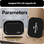 roygra Rolling Tray with Magnetic Lid, Matte Metal Rolling Tray Set, Smoking Accessories, 7 x 5.5 inch - Pink