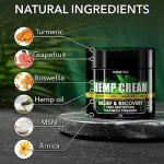 Fast-Acting Hemp Cream with Msm, Aloe Vera, Turmeric - Natural Hemp Oil Extract - Perfect for Joints, Lower Back, Knees, Elbows, Neck, Fingers - for All Skin Types - American Quality, 4 Oz