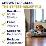 GOODGROWLIES Advanced Calming Chews for Dogs - Hemp Treat + Melatonin + Valerian - Relaxing Bites - Calming Care - Anti-Anxiety & Stress Relief - Made in USA - Calm, Sleep Aid, Storms - 120Ct